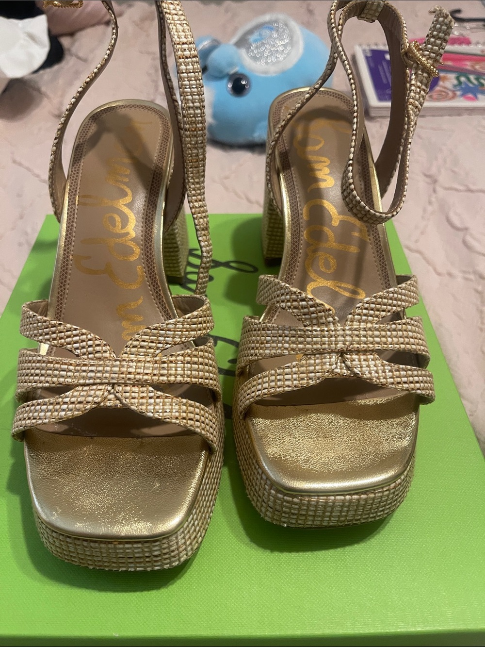 Sam Edelman Gold Strappy Platform Sandals